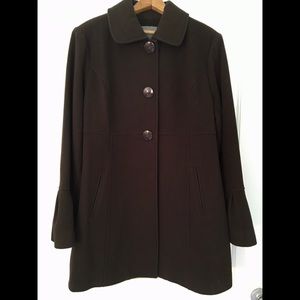 Apt. 9 Brown Wool Midi Coat with Bell Sleeves Sz L